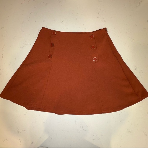 Y2K Forever 21 Small Burnt Orange Button Mini Skirt - Picture 1 of 7